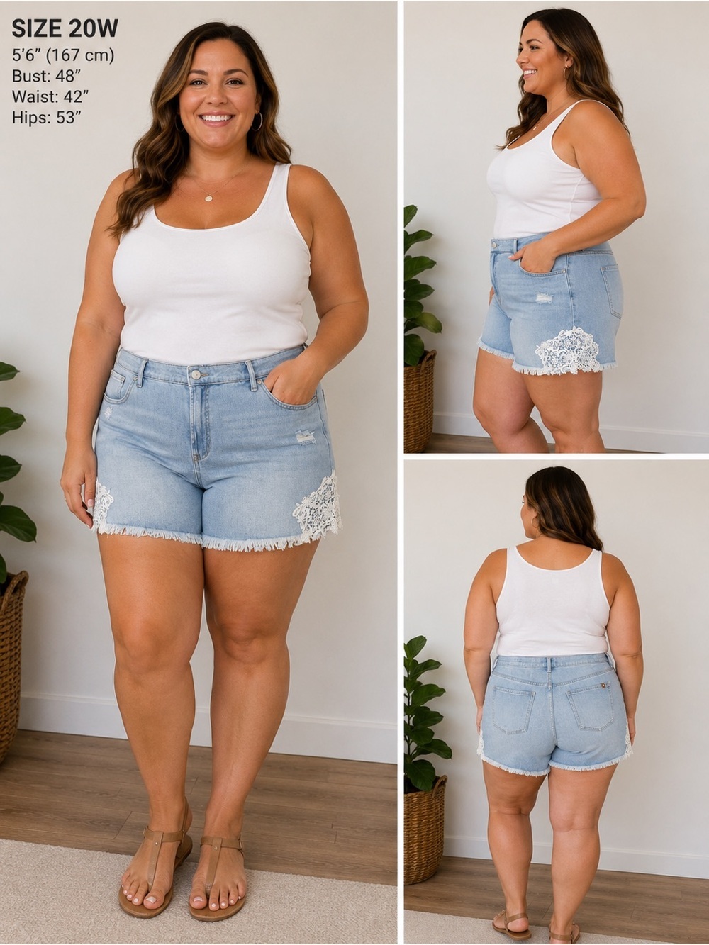 Jessica Simpson Light Blue Denim Shorts with Lace Trim